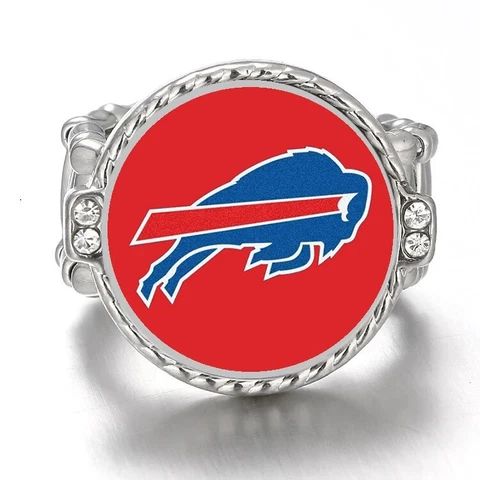 Buffalo Bills Silver Women's Crystal Accent Football Ring w Gift Pkg D12 Cover