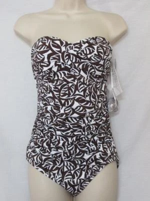 Nuevo con etiquetas Traje de baño convertible de una pieza Anne Cole Signature marrón y blanco talla 6 Foto 1 de 4