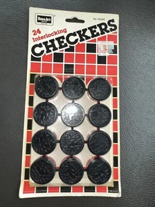 Vintage Rose Art USA Made Black & Red Interlocking Checkers Complete Set NOS NIP - Picture 1 of 2