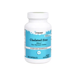 Vitacost Chelated Zinc - Albion Zinc Glycinate Chelate - 180 Capsules 11/2026 - Picture 1 of 2