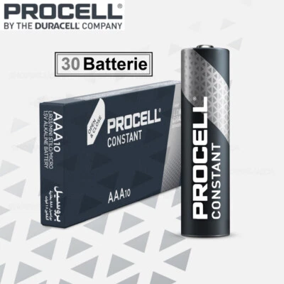 PROCELL BY DURACELL 30 pile procell constant duracell aaa batterie ministilo alcaline 1,5v 1236mAh