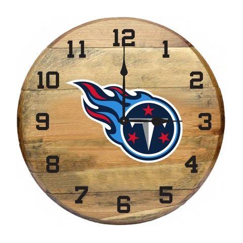 TENNESSEE TITANS AUTHENTIC OAK BARREL 21" CLOCK Cover