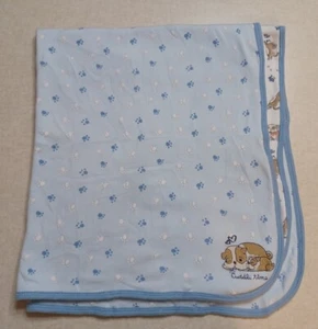 Oshkosh B'gosh Cotton Baby Blanket Blue Puppy Dogs Cuddle Time - Picture 1 of 5