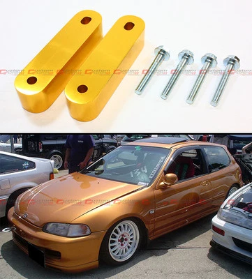 Juego de elevadores espaciadores de capó JDM dorado para 1990-01 Acura Integra 88-00 Honda Civic CRX Foto 1 de 3