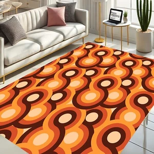 Retro Teppich, 70er Stil Dekor, Boho Chic Teppich, Mid Century Modern Carpet, Retro - Bild 1 von 11
