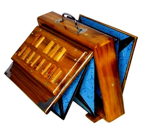 Shruti Box Bhajan Kirtan Teak Wood 432Hz 13 NOTES WITH PEDAL ( 15" X 10" X 3")