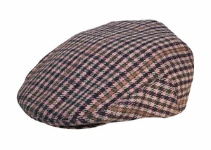 Kids Boys Child Tweed Flat Cap Country Check Wool Blend Herringbone Hat 3 Sizes - Picture 1 of 3