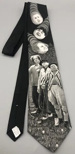 Vintage Three Stooges golfing necktie (1995) black & white - Ralph Marlin *New* - Picture 1 of 2