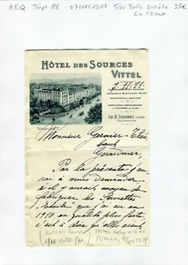 Dépt 88 - Vittel - Très Belle Entête de l'Hôtel des Sources du 07/11/1911 - Picture 1 of 1