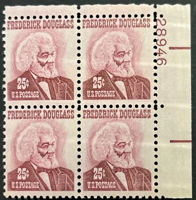 US Prominent Americans Scott 1290, 25c F. Douglass, P.B. of 4 Untagged, MNH F-VF - Image 1 of 2
