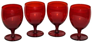 4 copas de agua de vidrio soplado rojo rubí serie Judel Designer 5 1/4" - Imagen 1 de 4