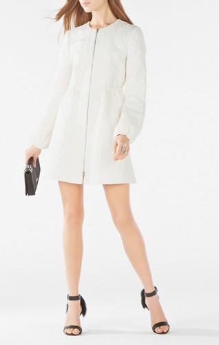 OFF WHITE NWT BCBG MAXAZRIA OFF WHITE “ALCOTT” CABLE JACQUARD JACKET COAT SIZE XS