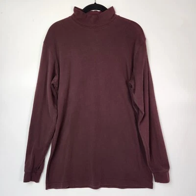 VTG 90s LL Bean Shirt Mens M Burgundy Mock Neck Eclectic Wear Layering Fisherman - Image 1 of 4