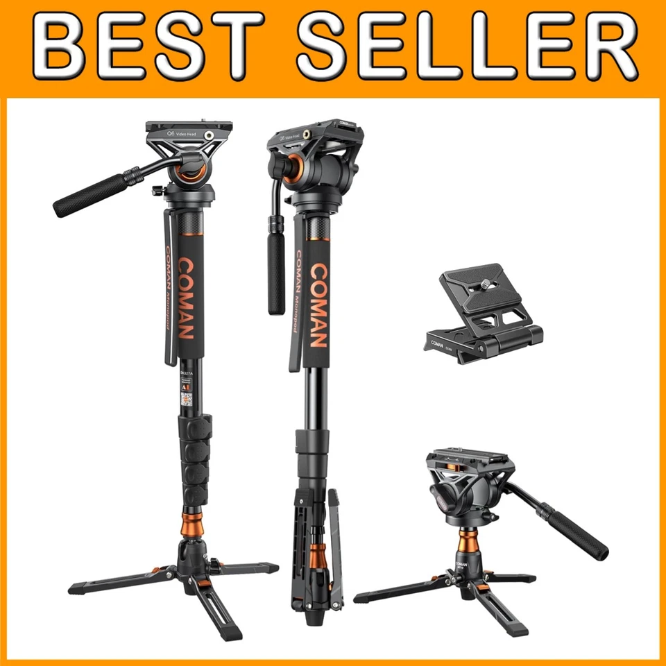 COMAN Camera Monopod with Feet | Q6 Fluid Head | 71.25 inch - Image 1 of 4
