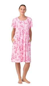 Women’s Aria Nightgown Pink Rose Raglan Sleeve Smocked Neck Small - Picture 1 of 5