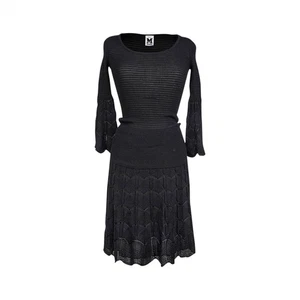 Missoni Knit 2 Piece Skirt Set Black Bell Sleeve Top Beautiful Knit 40 NWT - Picture 1 of 11