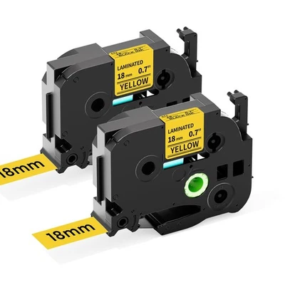 COLORTY 18mm 0.7 Laminated Tape Yellow Replacement for Brother TZe-641 Black ...