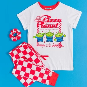 Women's Disney Pixar Toy Story Pizza Planet Aliens Pyjama and Scrunchie Set - Picture 1 of 4
