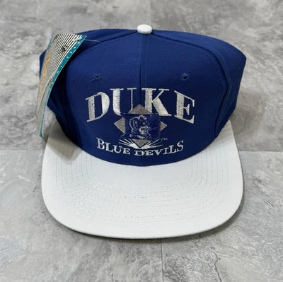 Vintage NCAA Duke Blue Devils Hat Blue Snapback Cap Signatures DEADSTOCK 80s 90s - Image 1 of 4
