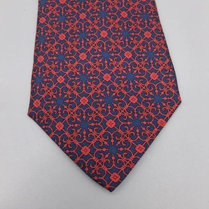 ETRO Milano Red Blue Silk Men's Tie Geometric Pattern - Picture 1 of 9