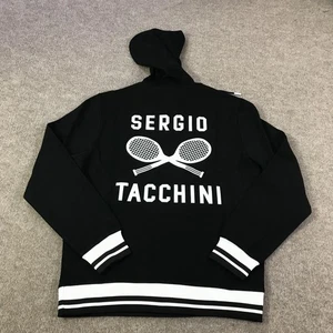 Sergio Tacchini Hoodie Mens Small Black Retro Tennis Pullover STF22M50399-900 - Picture 1 of 11