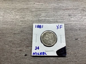 1881-Three-Cent Nickel Piece-XF Condition 3c-052725-13 - Picture 1 of 4