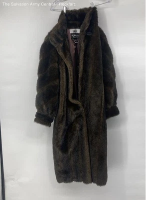 Sobretudo Olympia Feminino Marrom Pele Preta Ajuste Regular Manga Longa Tamanho Pequeno - Imagem 1 de 4