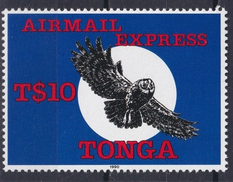 Tonga 1990 fauna, aves, búhos, correo aéreo expreso MNH** Foto 1 de 1