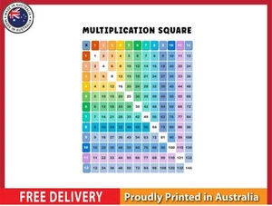 NEW (LAMINATED) MULTIPLICATION SQUARE (61X91CM) EDUCATIONAL CHART PICTURE PRINT - Picture 1 of 2