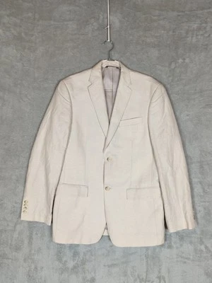 Perry Ellis Men's size 40 Reg Linen Cotton Blend Blazer Natural Color NWT — 第 1/4 张图片