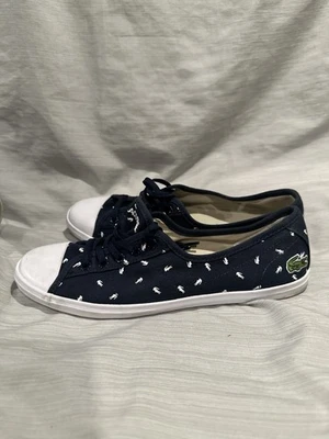 Lacoste Women's Canvas Sports Shoes 8 Blue White Low Top Lace Up Sneakers Casual - Image 1 of 4