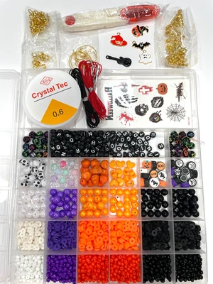B30 HALLOWEEN About 2500pcs Jewelry BEAD KIT 4mm Clay Seed Pearl Letters Crosses - Image 1 of 4