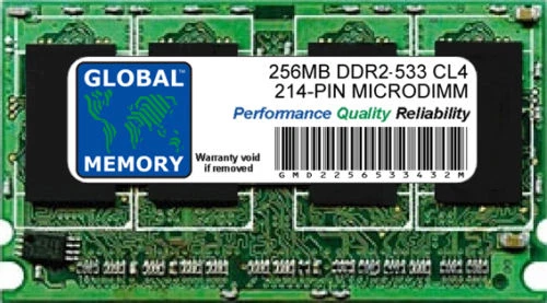 256MB DDR2 533MHz PC2-4200 214-PIN MICRODIMM MEMORY RAM FOR LAPTOPS/NOTEBOOKS - Image 1 of 1
