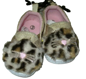 New Baby Shoes sz 3 Leopard Cat Slip On Canvas Hard Sole Wonder Nation - Picture 1 of 2