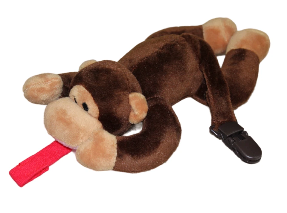 Babyhuggle Baby Huggle Monkey Pacifier Binky Clip Plush for Infant Boys Brown 8" - Image 1 of 4