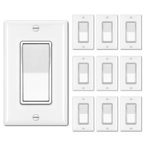 Paquete de 10 interruptores de luz decorativos unipolares con placa de pared. - Picture 1 of 12
