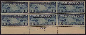 US USA Sc# C7 MNH FVF PLATE# 6BLOCK Mail Airplane Map US - Picture 1 of 1