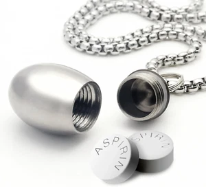 Pill Holder Necklace Nitro Pill Case Titanium Pill Container Necklace for Men... - Picture 1 of 1