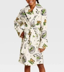Girls Baby Yoda Robe Bathrobe Pajamas Cover Star Wars Mandalorian 4 6 8 10 12 - Picture 1 of 4