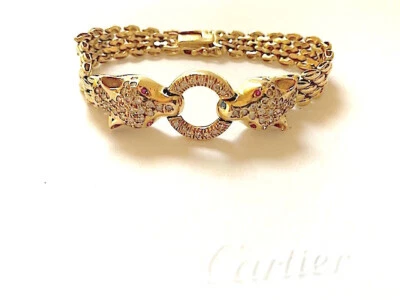 14CT GOLD DIAMOND & RUBY PANTHER BRACELET LENGHT 192mm FULLY HALLMARK UK QUALITY - Image 1 of 4