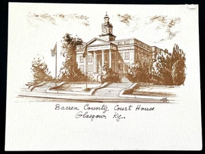 Tarjeta de felicitación de papel sin usar Barren County Kentucky Court House Glasgow KY - Imagen 1 de 3