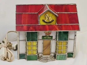 Vintage Stained Glass Holiday Toy Shop Night Light Table Lamp Rare Christmas - Picture 1 of 12