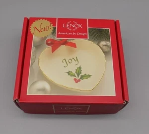 Plato de caramelo Lenox Sentiment Heart Joy Nut vintage Navidad nuevo en caja vacaciones - Imagen 1 de 4