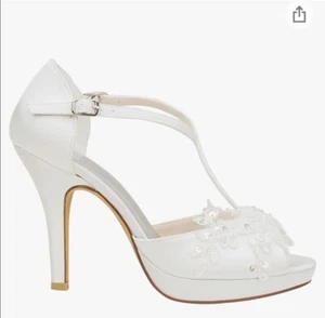 Women's Wedding ShoesEmily Bridal Peep Toe 4.0 Inches Stiletto. - Picture 1 of 9