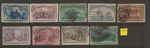US Scott #230-238 USED F/VF sound, clean 1c to 15c Columbians! 1 - Picture 1 of 2