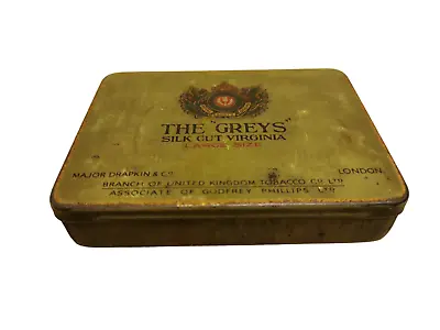 Antique The Greys' Silk Cut Virginia Cigarettes Tin - 1939 • 8.50£