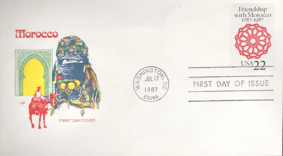 1987 FDC - Scott# 2349 - Friendship with Morocco - Farnam Cachet - Image 1 of 1