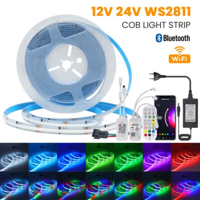 COB LED Streifen 12V 24V RGB WS2811 IC Lichtband Stripe 576LEDs/m Bluetooth WIFI - Bild 1 von 4