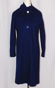 Vestido vintage años 70 OSCAR DE LA RENTA lana azul marino longitud media detalle lazo cuello - Imagen 1 de 7
