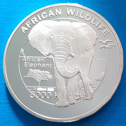 Zambia 5000 kwacha 2016 UNC Elephant Silver Plated Coin Cover